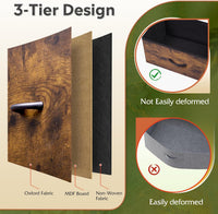 WLIVE Fabric Dresser for Bedroom, 5-Drawer Tall Dressers, Storage Organizer with Fabric Bins, Wood Top, Sturdy Steel Frame, Chest of Drawers for Closet, Hallway, Rustic Brown Wood Grain Print