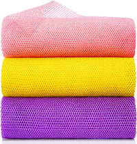 3 Pieces African Net Bath Sponge African Exfoliating African Scrubbing Long Net Rag African Wash Net Shower Body Scrubber, Yellow Pink Purple