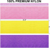 3 Pieces African Net Bath Sponge African Exfoliating African Scrubbing Long Net Rag African Wash Net Shower Body Scrubber, Yellow Pink Purple