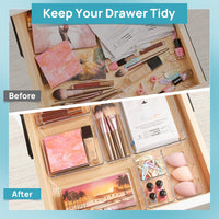 Vtopmart 25-Piece Clear Plastic Drawer Organizer Set – 4 Size Non-Slip Storage Bins for Bathroom, Kitchen, Makeup, Vanity & Office Drawers