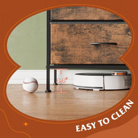 WLIVE Dresser for Bedroom with 6 Drawers, Wide Fabric Dresser TV Stand for 50 Inches TV, with Metal Frame, Wooden Top, Fabric Storage Dressers for Bedroom, Hallway, Entryway, Rustic Brown